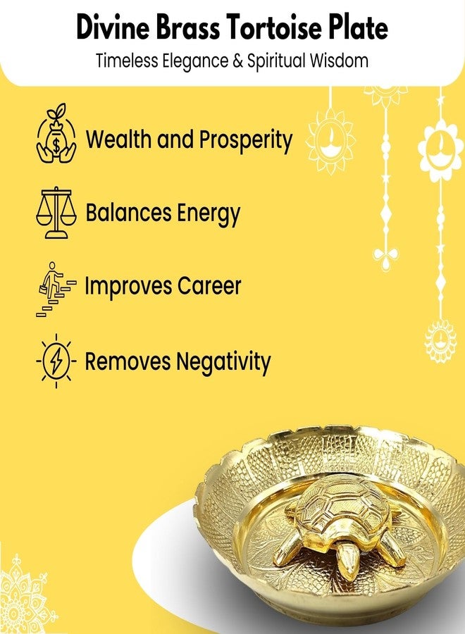 Plus Value Premium Handicraft Vastu Feng Shui Brass Tortoise Turtle with Plate [Career, Good Luck] - Image 4